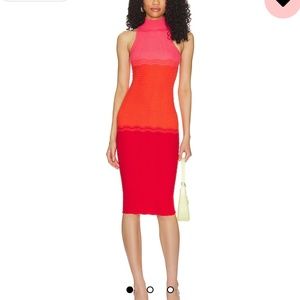 Cressida Dress in Red & Orange Ombre